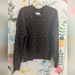 Nine West Maroon Sweater With Rhinestones